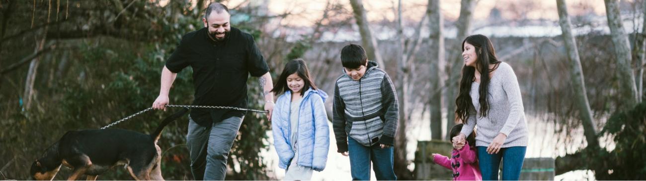 The Rodriguez family walking outside together